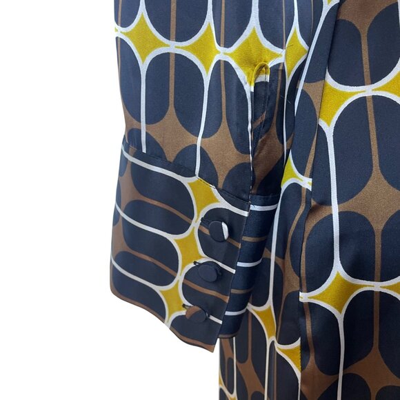 Zara Women's Multi-Color Geometric  Midi Dress Belted Long Sleeve Size S - New - Picture 8 of 13